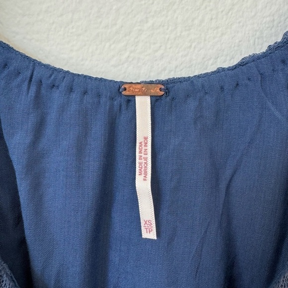 Free People Elisas Off the Shoulder Gold Sequin Blue Top XS SAMPLE - Picture 11 of 15